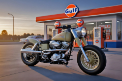 Harley Davidson an der Gulf Tankstelle