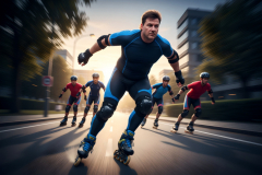 Inline Skater mit hoher Geschwindigkeit